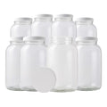 8-Pack 1 Gallon Wide Mouth Glass Jars with White Plastic Lids for Food Storage