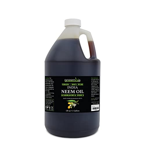 GreenIVe 100% Pure Neem Oil - Bulk 1 Gallon (128 Fl Oz) Cold Pressed Virgin Non-GMO