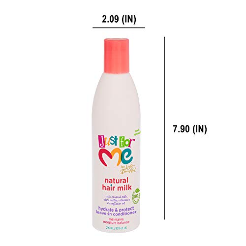 Just For Me Natural Hair Milk Hydrate & Protect Leave-In Conditioner, Maintains Moisture Balance, With Coconut Milk, Shea Butter, Vitamin E & Sunflower Oil, 10 Ounce