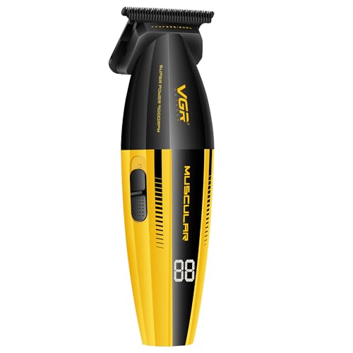 VGR 285T Small Hair Trimmer for Men, 9000RPM Professional Beard Trimmer for Men, Zero Gapped Ceramic & DLC T Blade Clippers for Hair Cutting, Cordless Hair Clippers Barber Kit with LED Display