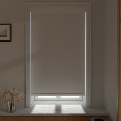 MYshade Cordless Blackout Roller Shades for Windows, White / 46 x 72 inches, UV & Thermal Insulated Window Blinds for Bedroom & Living Room