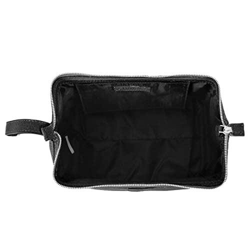KomalC Buffalo Leather Travel Toiletry Bag - Black, Men's & Women's Organizer
