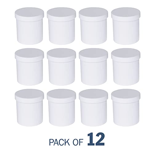 16 Ounce Plastic Ointment Jar with Blue Lid - Pack of 12
