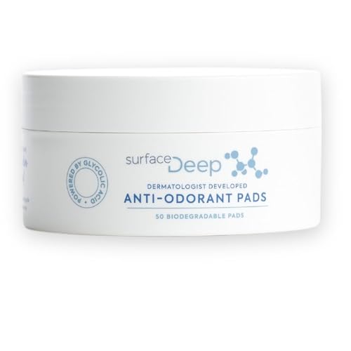 Anti-Odor Skin Care Pads with Glycolic Acid - Deodorant & Exfoliant, 50 Count