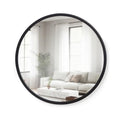 Round Wall Mirror with Rubber Frame - 24 Inch Black Modern Bathroom Decor Variation of Black / 24" x 24"