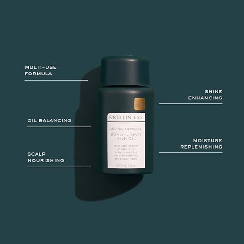 Kristin Ess Anytime Anywhere Scalp + Hair Milk Oil, Hydrating for Damaged Hair, infused with Coconut Oil and Jojoba Oil, Castor Oil for Hair Growth