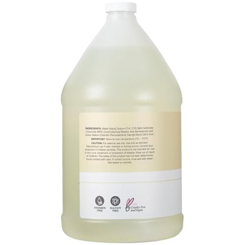 Ginger Lily Farms Club & Fitness Moisturizing Shampoo for All Hair Types, 100% Vegan & Cruelty-Free, Fragrance Free, 1 Gallon (128 fl oz) Refill