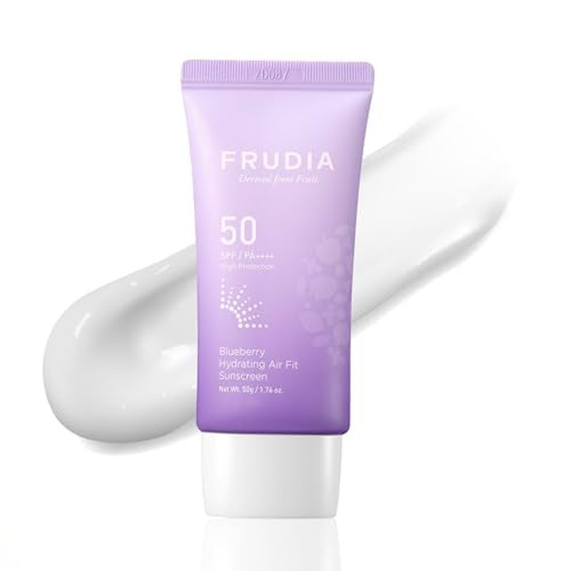 FRUDIA Blueberry Hydrating Air Fit Sunscreen SPF 50+ PA++++ | Ultra Lightweight and Moisturizing Korean Face Sunscreen with Blueberry, Triple Hyaluronic Acid, & Panthenol | No White Cast, 1.76 oz