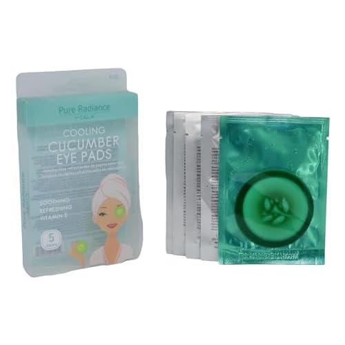 CALA Cooling Cucumber Under Eye Patches, Pre-Moistened Eye Pads with Cucumber Extract, Hyaluronic Acid, Aloe & Vitamin E, 5 Pairs, 10-20 Min Depuffing Eye Treatment