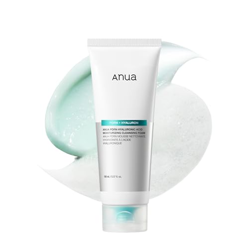 ANUA PDRN Hyaluronic Acid Moisturizing Cleansing Foam, Hydrating Facial Cleanser for Dry Skin, Daily Gentle Face Wash with Salmon DNA, Balancing & Pore Care, Korean Skincare (5.07 fl oz)