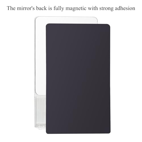 Magnetic Locker Mirror with Storage Pocket - White, 9.4 x 5.5 Inches, 2 Pack