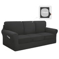 Stretch Sofa Couch Cover Set - Large Dark Grey 7 Pieces for 60-85 Inch Furniture