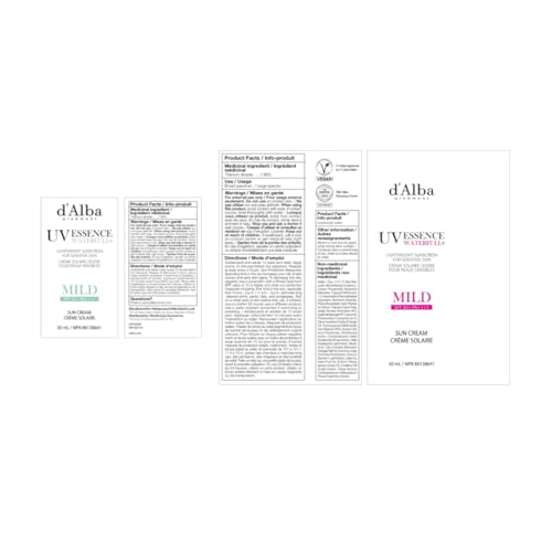 d'alba Piedmont Italian White Truffle Waterfull Mild Sunscreen, Vegan, Mineral Sunscreen, SPF 50+ PA++++, Non-Nano Sunscreen Suitable for all Sensitive Skin, Gentle & Light Finish, Korean Skincare