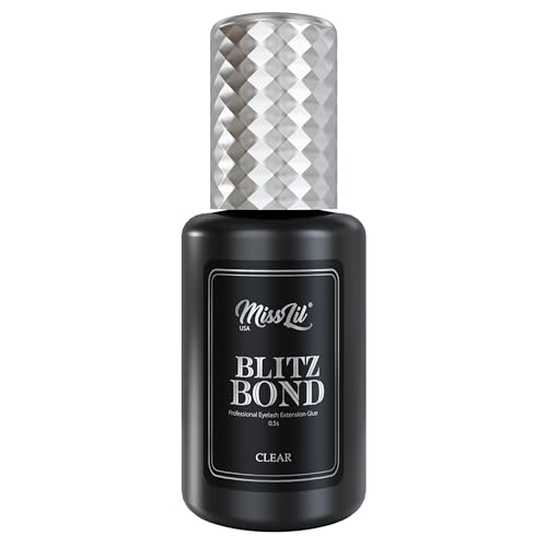 Eyelash Extension Glue - Miss Lil USA, Extra Strong Professional Lash Extension Glue (5ml), 0.5 Sec Drying Time, 8-9 Weeks/Max Bonding Power, Latex Free Lash Adhesive, Professional Use Only (Clear)