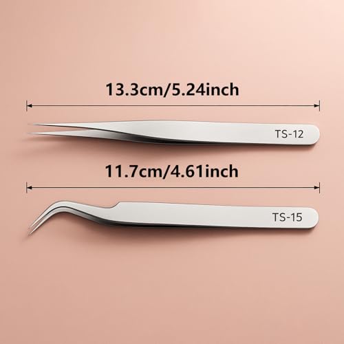 Silver Nail Art Tweezers Set ? Precision Tweezers for Nail Stickers, Rhinestones, Charms, & Decals ? Essential Nail Art Tools for Nail Designers ? Elegant Nail Sticker Tweezers for Gel Nails