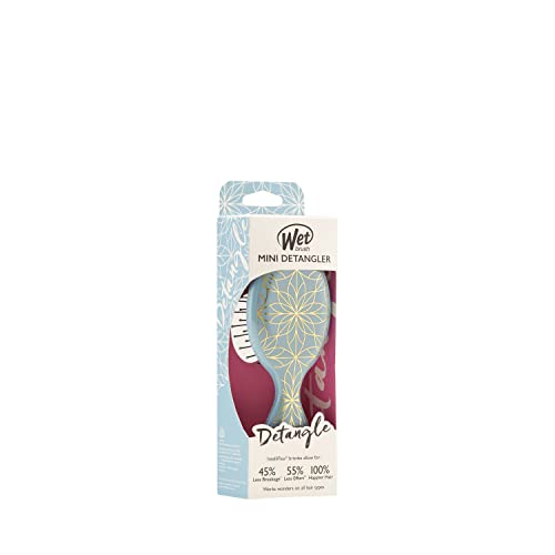 Wet Brush Squirt Detangler Hair Brushes - Lagoon, Geo - Mini Detangling Brush with Ultra-Soft IntelliFlex Bristles Glide Through Tangles with Ease - Pain-Free Comb for All Hair Types