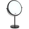 9-Inch Double-Sided Makeup Mirror with Magnification & Swivel Stand - Matte Black