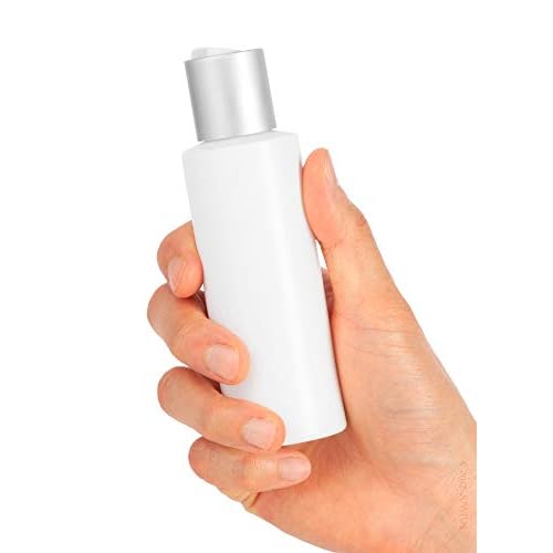 JUVITUS 4 oz / 120 ml White Plastic HDPE Refillable Cylinder Squeeze Bottle with Silver Disc Cap (12 Pack)