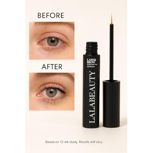 LalaBeautyCo Lash Growth Serum for Longer, Thicker, Fuller Lashes ? Peptide, Biotin & Vitamin Formula ? Ophthalmologist Tested, Cruelty-Free