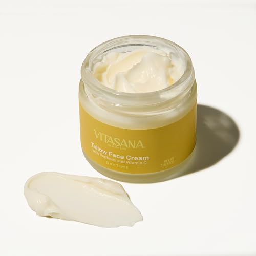 Tallow Face Cream Daytime ? Brighten & Hydrate Moisturizer with Vitamin C, Peptides & Goji Berry Oil ? Nourishing Grass-Fed Tallow Face Cream for Radiant, Smooth Skin ? 2oz (57g)