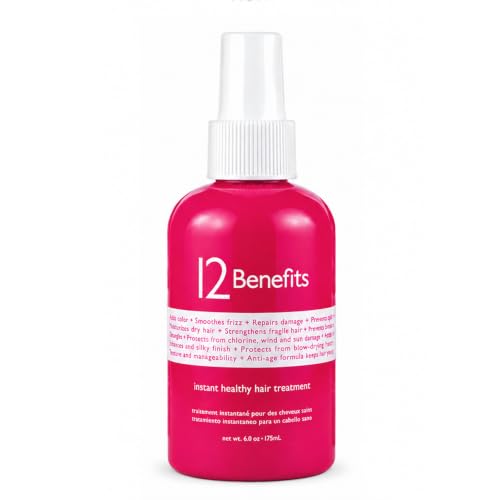 12 Benefits Leave-In Conditioner Spray - 6 oz Heat Protectant & Detangler