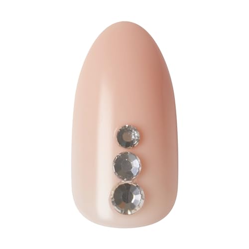 KISS Impress No Glue Press-On Nails Natural Color, Rhinestone Accents, Includes 30 Nails, Prep Pad, 1 Manicure Stick, 1 Mini File - Beloved