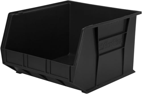 Akro-Mils Stackable Plastic Storage Bins 3-Pack - Heavy-Duty Garage & Workshop Organizer, Black
