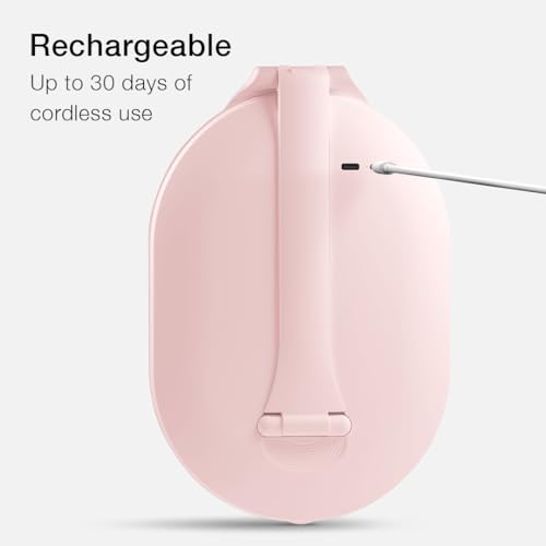 Pink Rechargeable LED Travel Makeup Mirror with 3 Light Settings & 10X Magnifier – Ultra Slim & Foldable