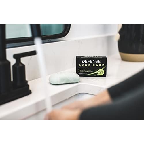 Defense Acne Care Bar Soap 4.2oz 2% Salicylic Acid (2-Pack) & Body Wash 32 oz - Natural Shower Gel