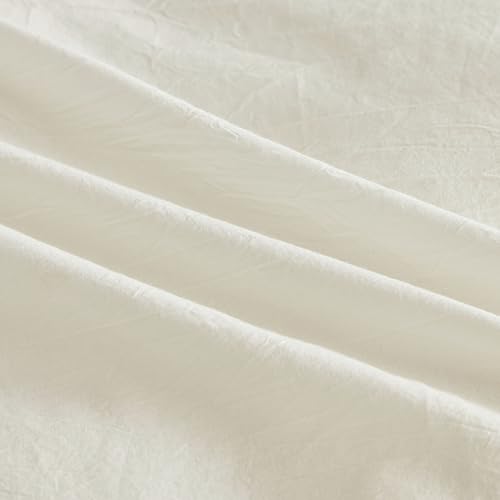 Queen Ruffle Duvet Cover Set Black and White Washed Cotton with Pillow Shams - Farmhouse Style