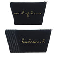 Tees & Tails Bridal Party Make Up Bag Set (Black, Bridesmaid (6 Qty) + Maid Of Honor (1 Qty))