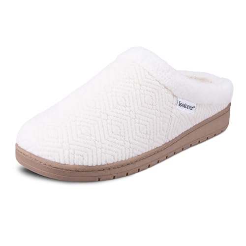 Isotoner Women's Diamond Microterry Gemma Clog Slippers, Size 8.5-9 Ewe - Indoor & Outdoor Comfort