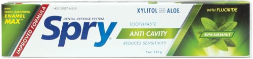 Spearmint Xylitol Toothpaste with Fluoride - Natural Anti-Cavity 5 oz 3 Pack
