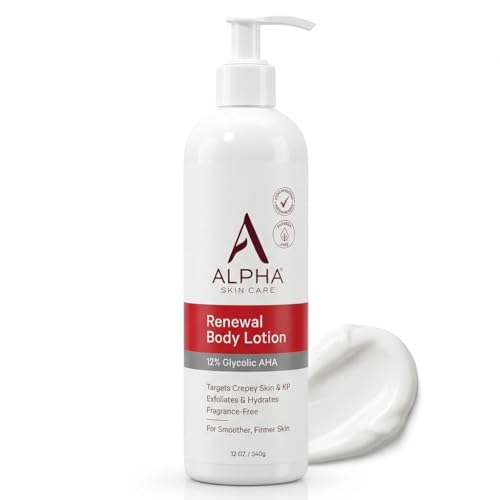 Alpha Skin Care Revitalizing Body Lotion with 12% Glycolic AHA, 12 Oz - Exfoliating & Hydrating