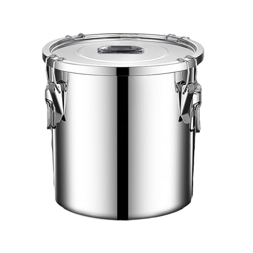 304 Stainless Steel Food Storage Container 5.55 Gal - Airtight Lids & Lock Clips