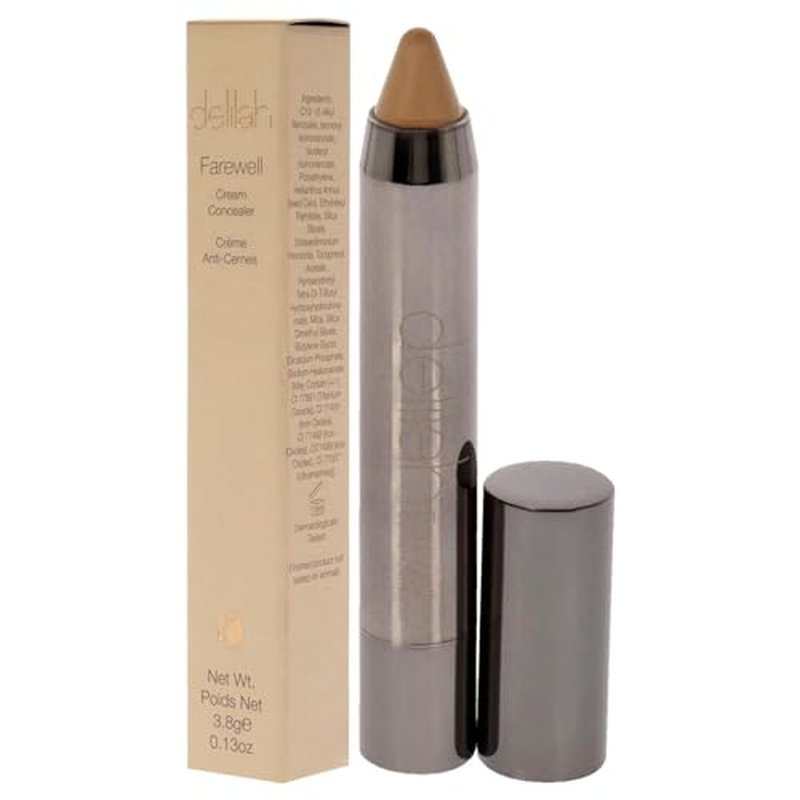 Delilah - Farewell Cream Concealer, Honey, Full Coverage, Hyaluronic Filling, Moisturizing, Creamy, Smoother, Softer, Color Correcting, Face Makeup, Cruelty Free, 0.13 Oz