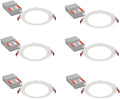 6-Inch Flat Trim Recessed LED Downlights - 5-in-1 CCT, 6 Pack