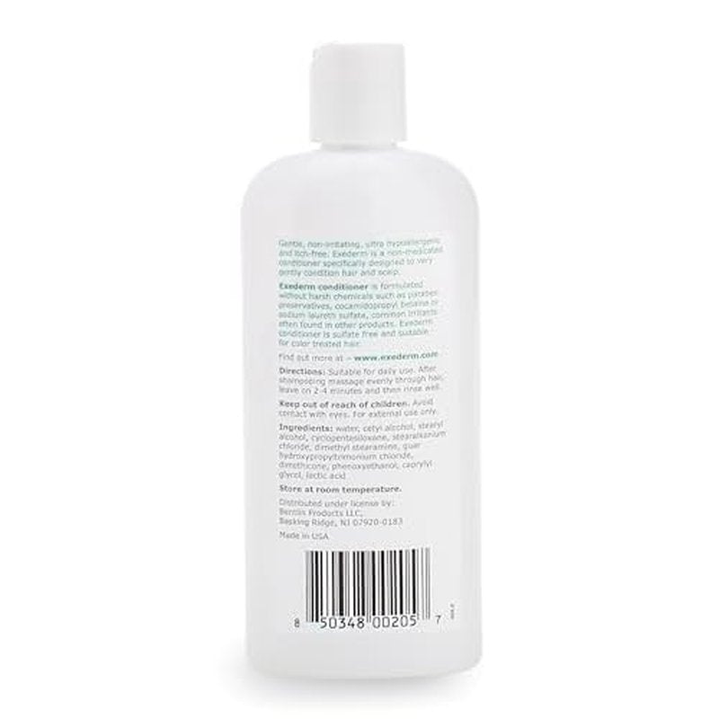 Exederm Conditioner for Eczema & Seborrheic Dermatitis, 8 Fl Oz, Ultra Sensitive Non-Irritating Formula, Moisturizing Daily Hair Care for Soft, Manageable Hair, Hypoallergenic, Paraben & Sulfate Free