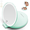 7 Inch Rechargeable Folding Double Sided Makeup Mirror with Lights - Cyan