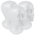 Female Styrofoam Wig Mannequin Heads - 11 Inch Practice Models, 3-Pack with Round Base