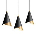 MODIVO 3-Pack Black and Gold Pendant Lights for Kitchen Island - Modern Conical Design, E26 Socket, Indoor Dry Use