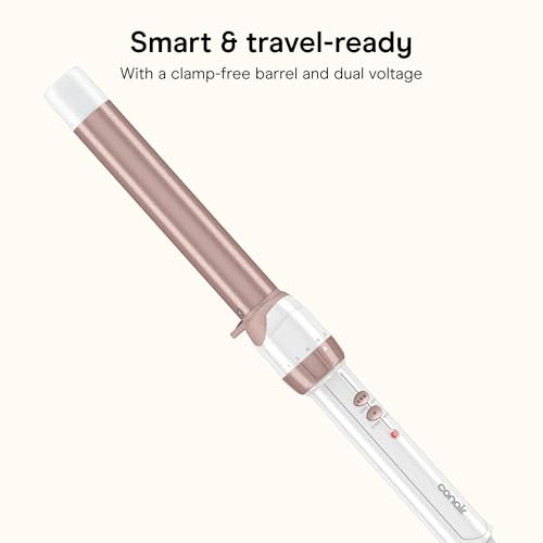 Conair 1-Inch Double Ceramic Clamp-Free Curling Wand with Variation: White/Rose Gold