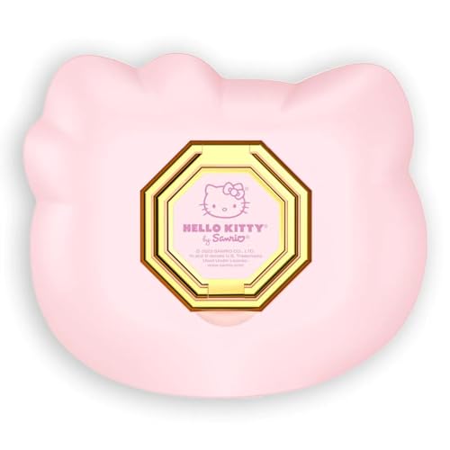 Impressions Vanity Hello Kitty 3X Magnifying Pocket Mirror with Stand, Adjustable Brightness Daylight LED Lighted Compact Makeup Mirror for Desk, Travel, Purse (Pink)