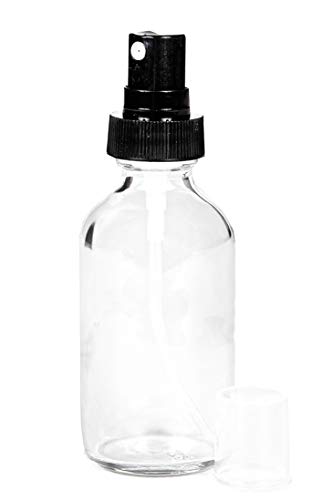 12 Pack 1 oz Glass Bottles with Black Fine Mist Sprayers - Clear Perfume & Essential Oil Containers