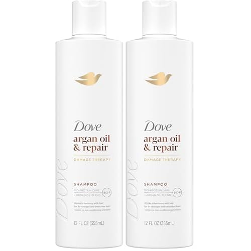 Dove Shampoo Argan Oil & Repair for Fine Hair with Bio-Protein Care Technology and Argan Oil Blend 12 Fl Oz,(Pack of 2)