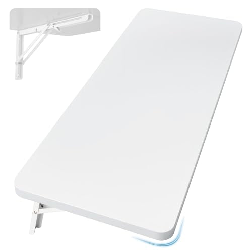 Wall Mounted Folding Table - 39.4 x 19.7 Inches, White - Space-Saving Desk