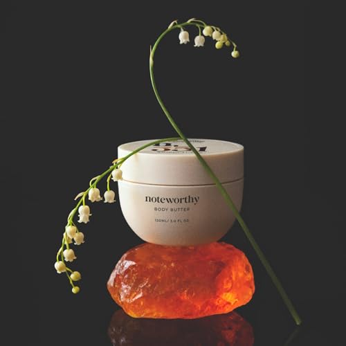 Noteworthy n,551 Amber Sunset Body Butter ? Lily of the Valley, Cedarwood & Amber | Ultra-Rich Hydrating Body Cream for Soft, Silky Skin | Luxurious Fast-Absorbing Moisturizer