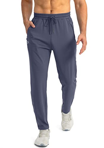 G Gradual Men's Sweatpants with 3 Zipper Pockets – Large Dusty Blue Joggers