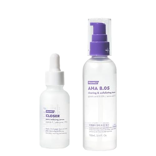 FRANKLY Pore-Perfecting Duo: Closer Serum & AHA 8.05 Toner | Skincare Gifts | Pore Minimizer, Anti-Aging, Glycolic Acid & Peptide Formula | Smooth Texture & Radiance | Korean Skin Care Set