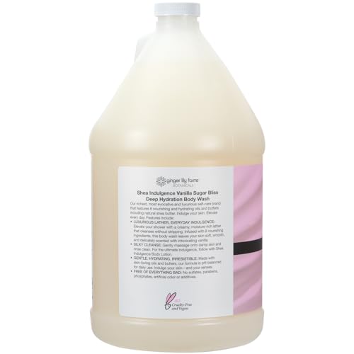 Ginger Lily Farms Shea Indulgence Body Wash Vanilla Sugar Bliss 128oz – Deep Hydrating, Vegan & Cruelty-Free